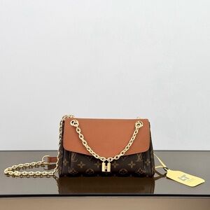 Louis Vuitton Brown and Tan Crossbody Bag with Gold Chain